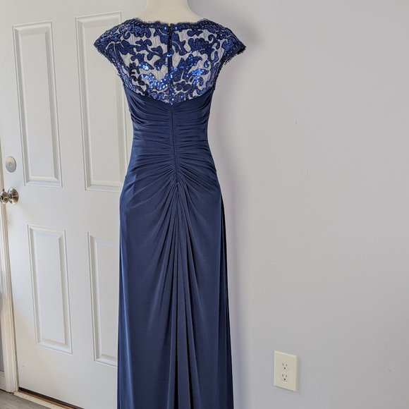 JADE Couture Blue Maxi Gown Dress Sz 2 - Picture 5 of 7